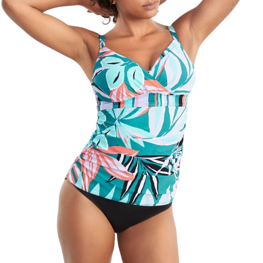 NEW Anne Cole Surplice Underwire Tankini Top in Zesty Tropical Sz. 32DD/34D - Picture 3 of 5
